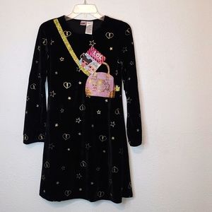 NWT LOL Velour Gold Glitter  and Graphic LOL Design Dress Girls Size 14/16